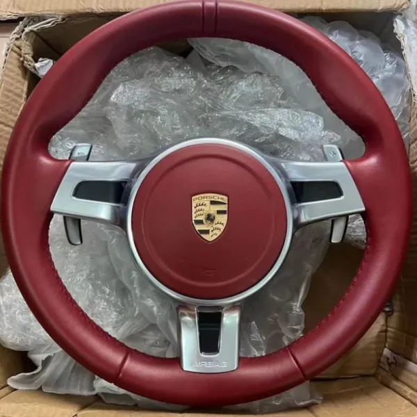 Porsche Red Full Leather steering wheel